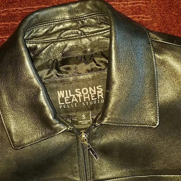 Vintage 90s Wilsons Pelle Studio black leather jacket Size Small - Picture 2 of 8